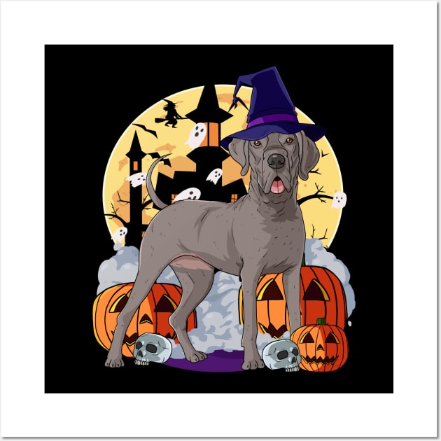 Great Dane Scary Halloween Witch Pumpkin Wall Art by Noseking